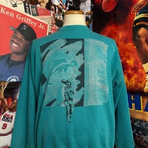 Vintage‎ 90s Miami Dolphins Crewneck Sweatshirt NFL Football Teal Sz 2XL